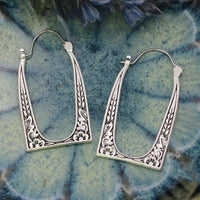 Vintage Frame Silver Hoops
