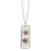 Purple Silver Bar Dried Flower Necklace