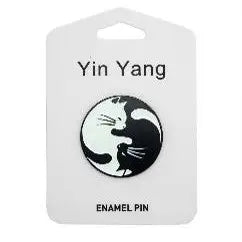 Yin Yang Enamel Cat Pin
