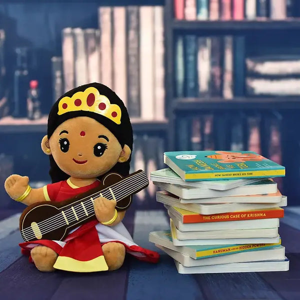 Mantra Singing Saraswati Devi Plush Doll