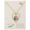 Purple Dried Flower Gold Heart Necklace