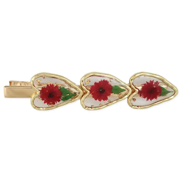 Red Dried Flower Heart Hair Clip