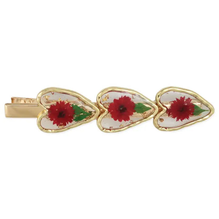 Red Dried Flower Heart Hair Clip
