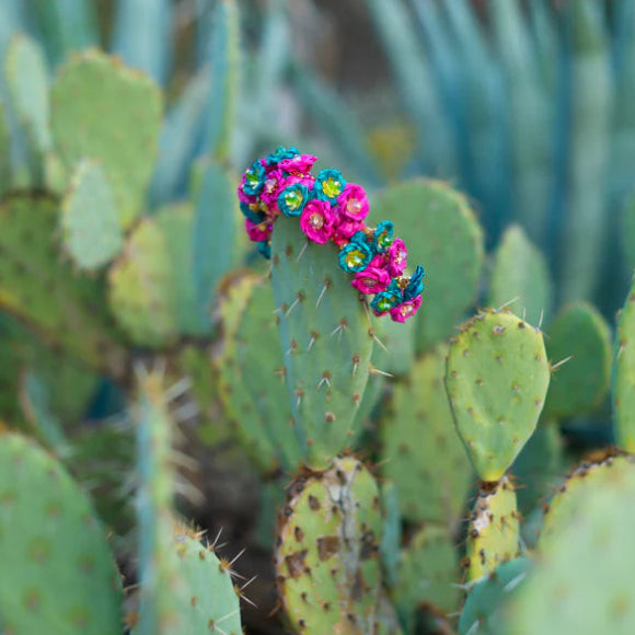 Pink & Teal Flower Headband