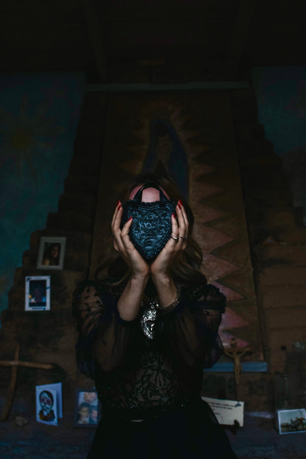 Mini Black Heart Leather Purse