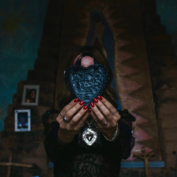 Mini Black Heart Leather Purse