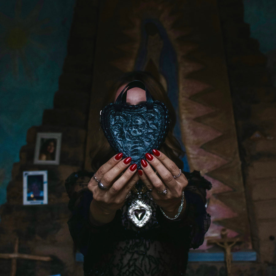 Mini Black Heart Leather Purse