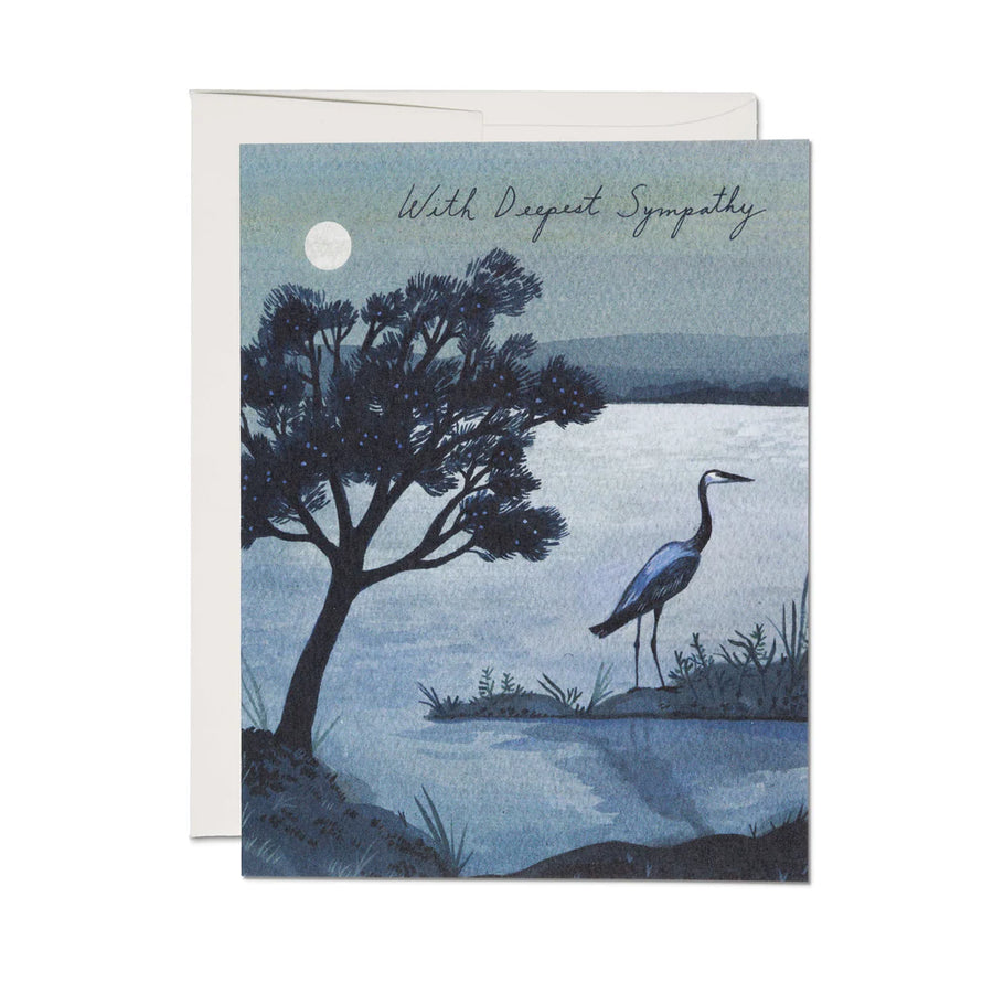 Blue Heron Sympathy Greeting Card