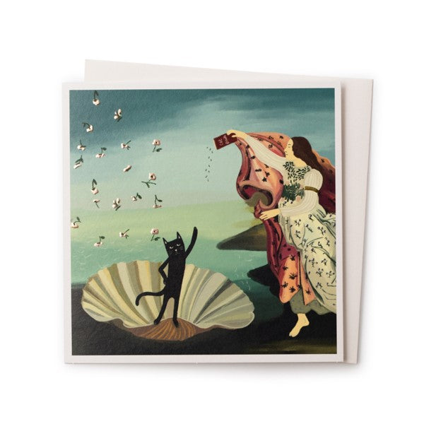Birth of Venus Cat Greeting Card