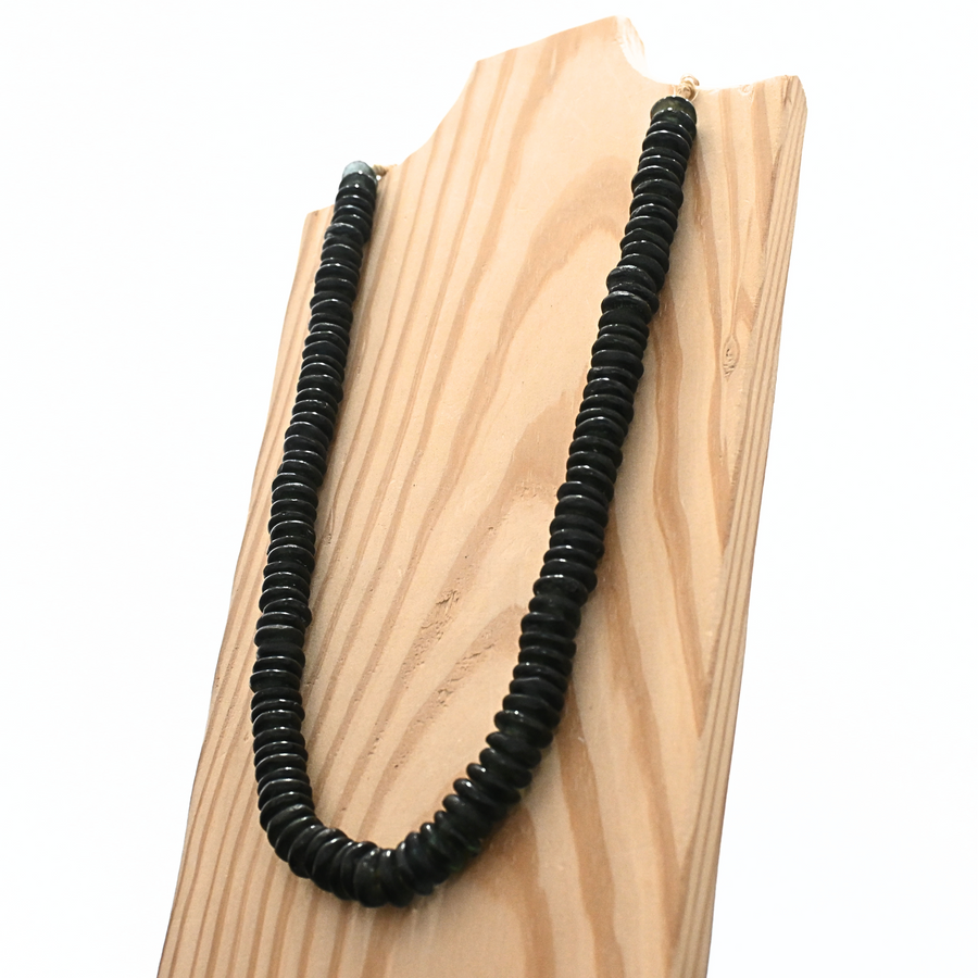 African Black Glass Bead Necklace