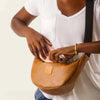 Round Mini Tan Vegan Leather Bag