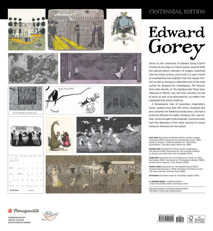 Edward Gorey: Centennial Edition 2025 Calendar