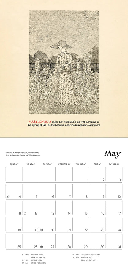 Edward Gorey: Neglected Murderesses 2025 Mini Calendar