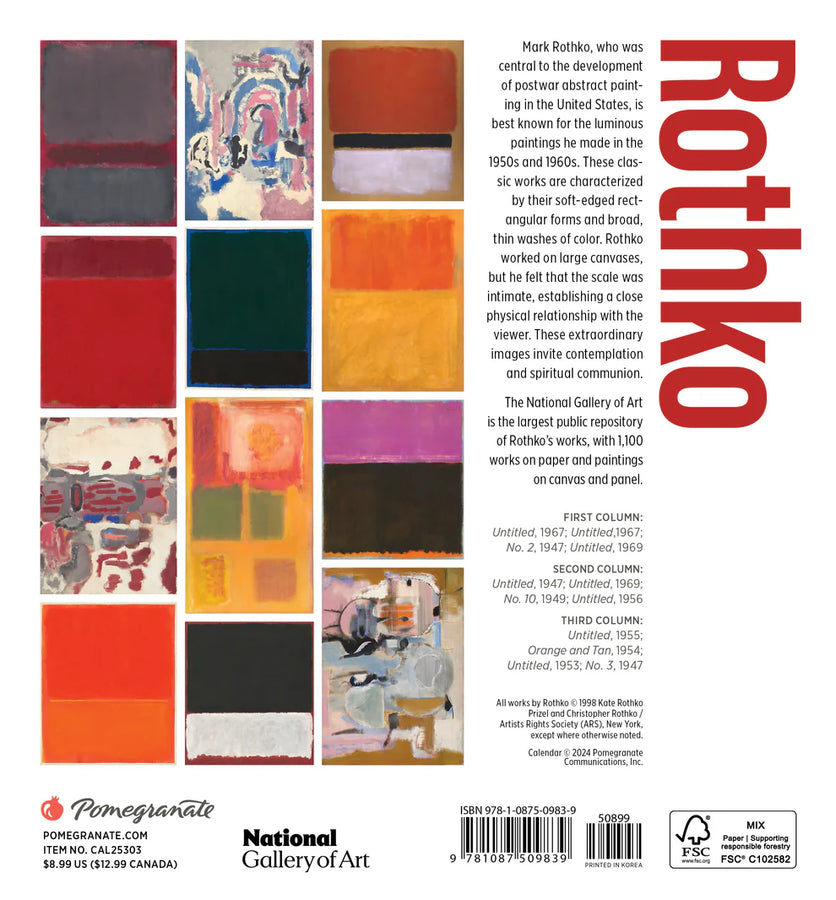 Rothko 2025 Mini Wall Calendar