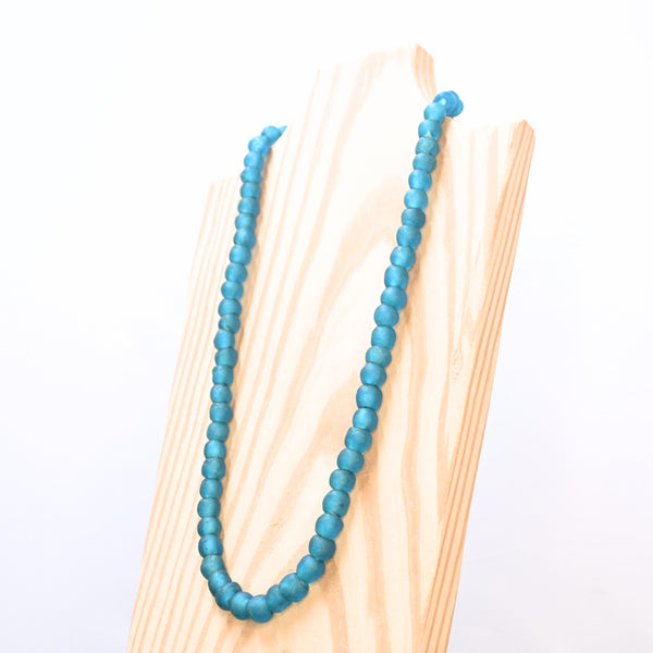 African Teal Glass Bead Necklace