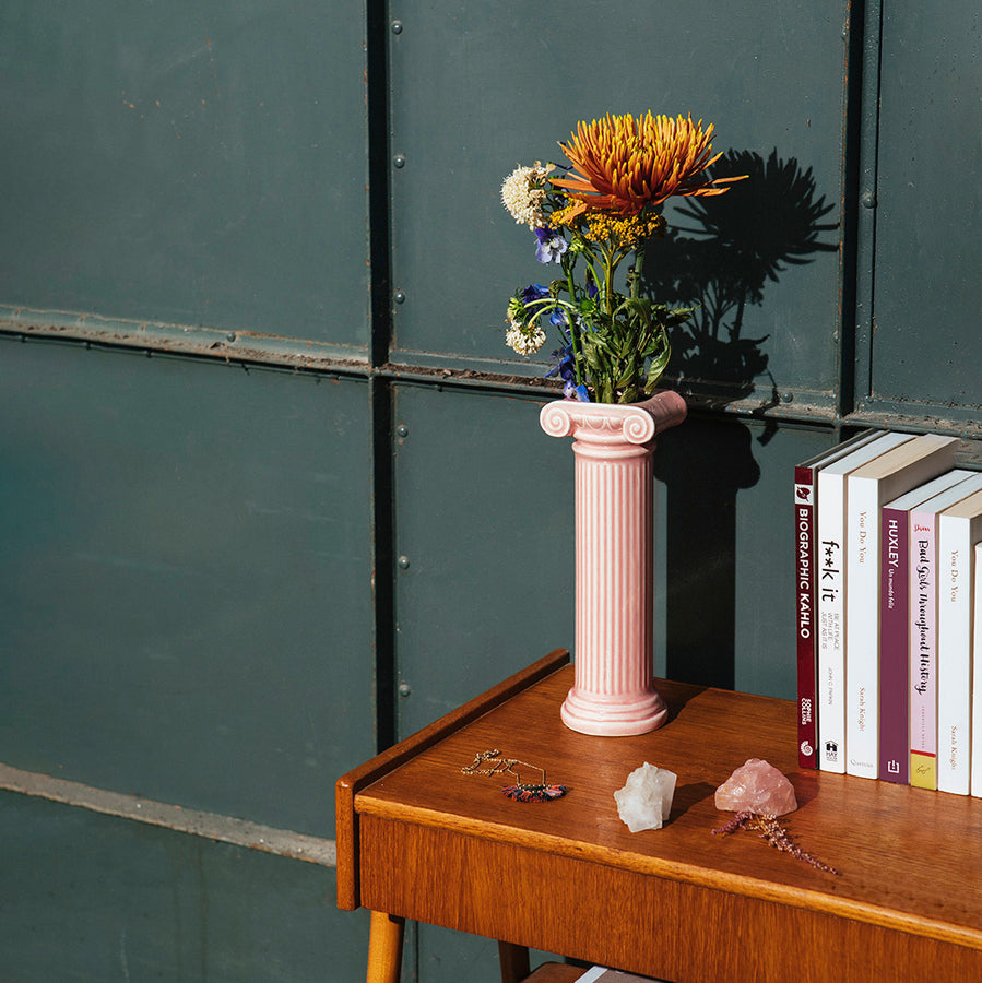 Pink Athena Column Vase