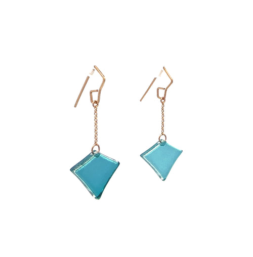 Small Dark Lagoon Deco Diamond Drop Hooks Earrings