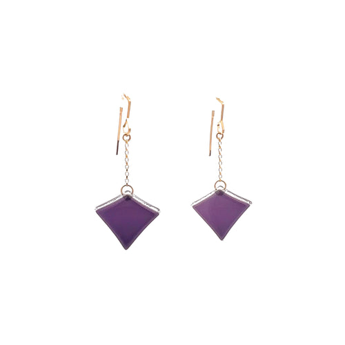 Small Indigo Deco Diamond Drop Hooks Earrings