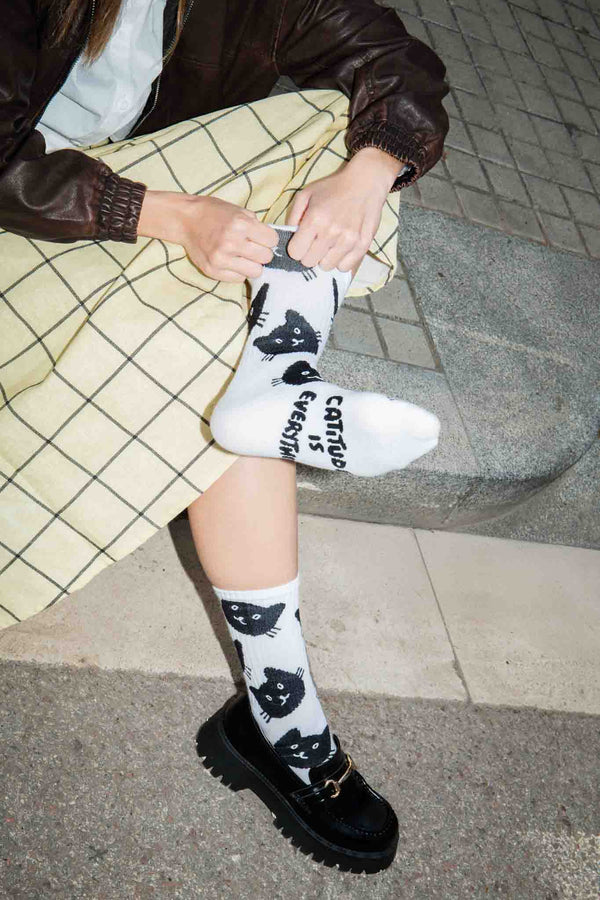 Eat My Socks Adult Flat Black Cat