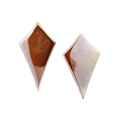 Iridescent Sunset Elongated Deco Diamond Posts Earrings