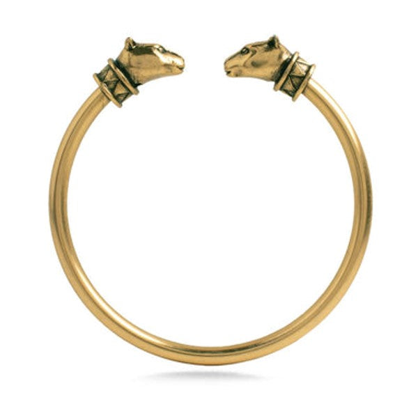 Bastet Goddess Egyptian Cat Cuff Bracelet with Antiqued Golden Finish