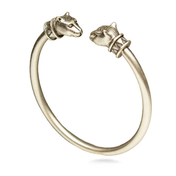 Bastet Goddess Egyptian Cat Cuff Bracelet with Antiqued Silver Finish