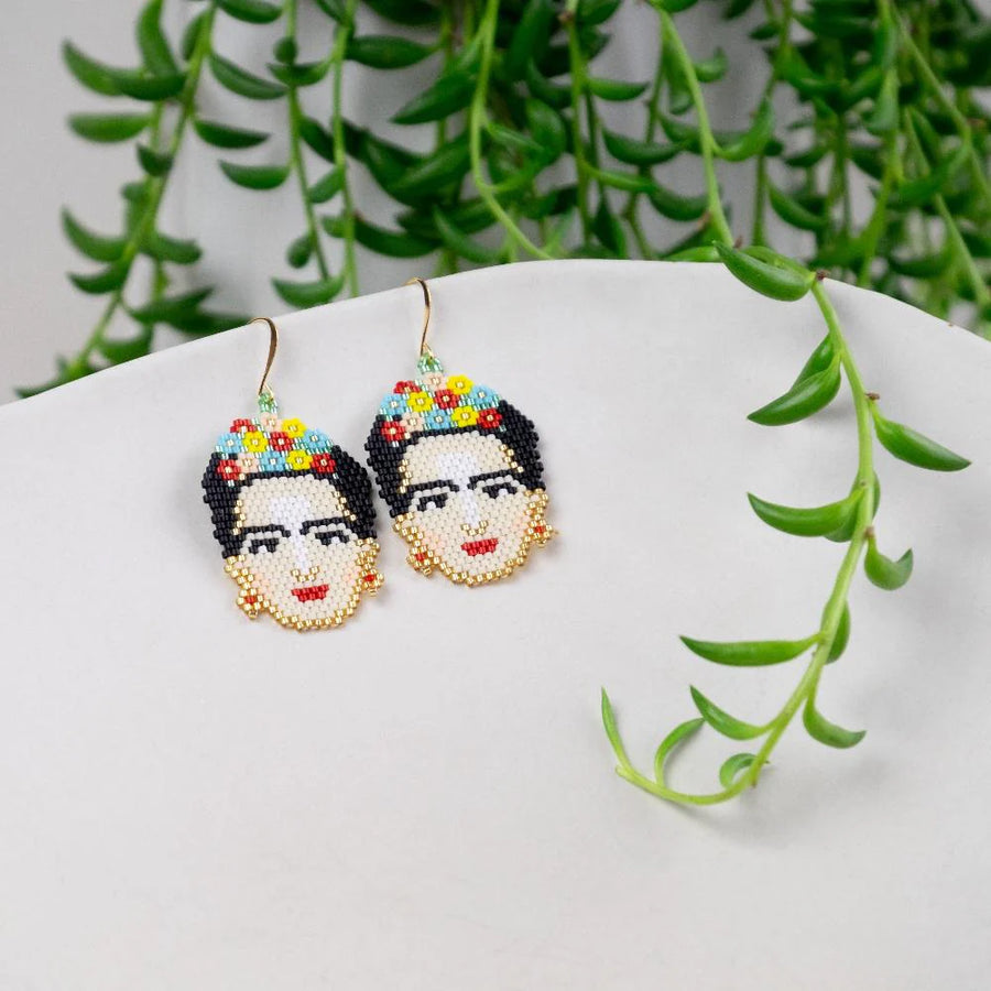 Frida Kahlo Beaded Earrings