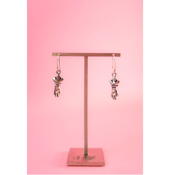 Sterling Silver Gloved Hand Earrings