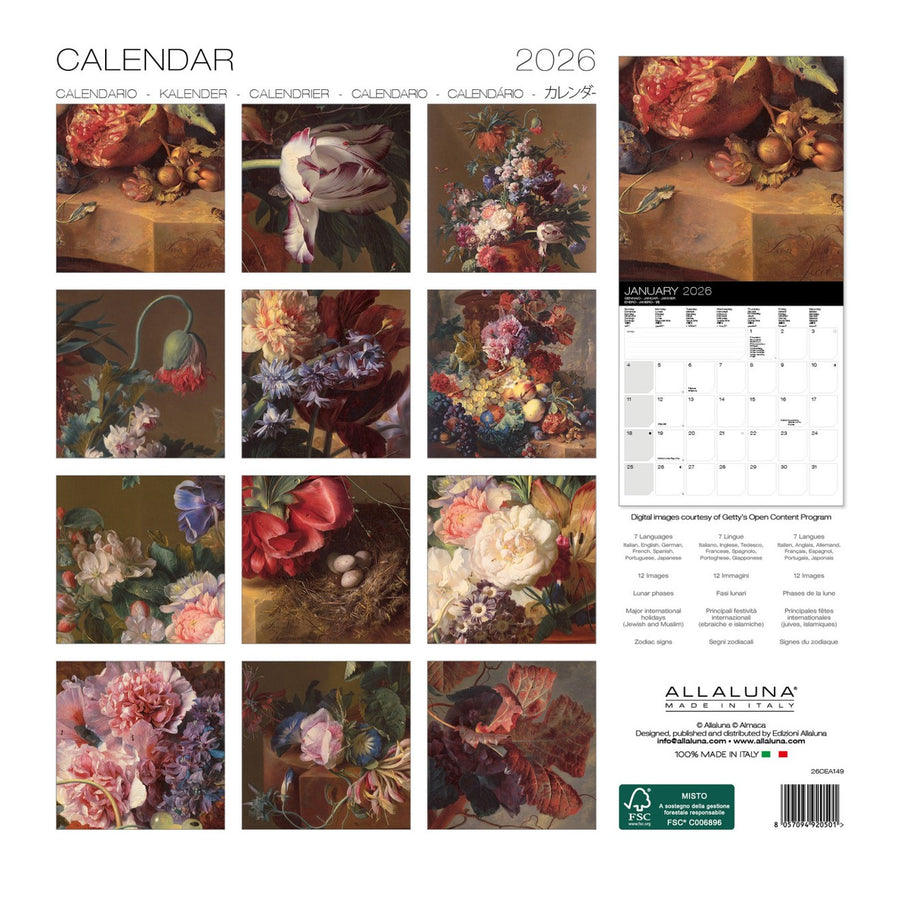 Jan Van Huysum 2026 Wall Calendar