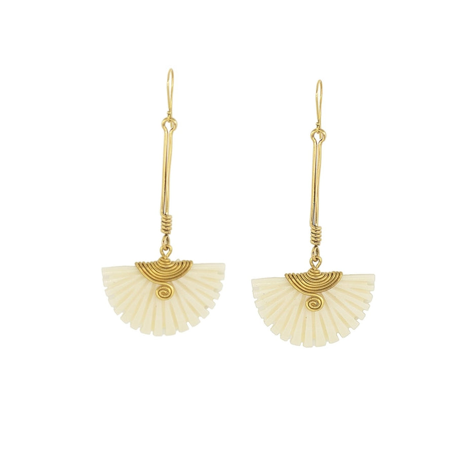 Koa Brass Drop Earrings with Bone