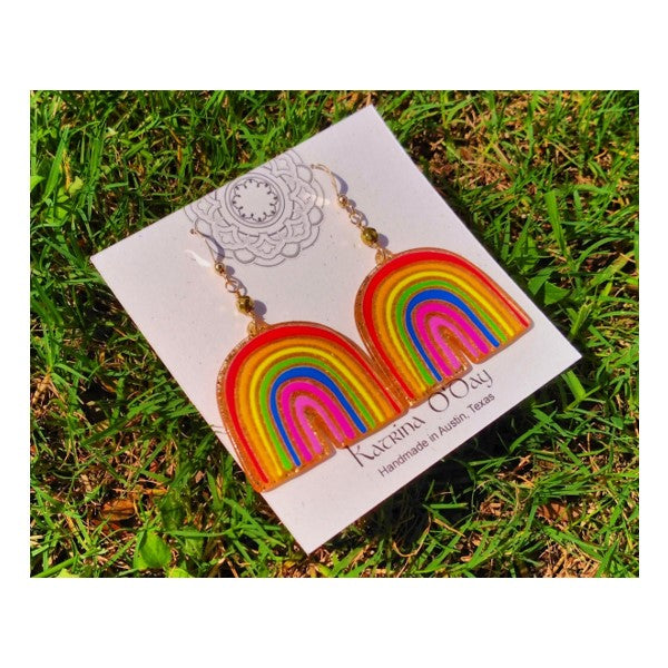 GoldFill Lucite Rainbow Earrings