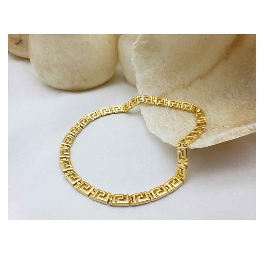 Meander Link Gold Finished Necklace