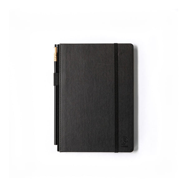 Medium Matte Black Dot Grid Notebook with Pencil