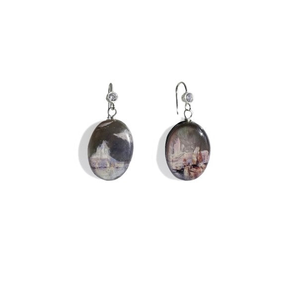 Moonlight in Venice Hand Painted Earrings
