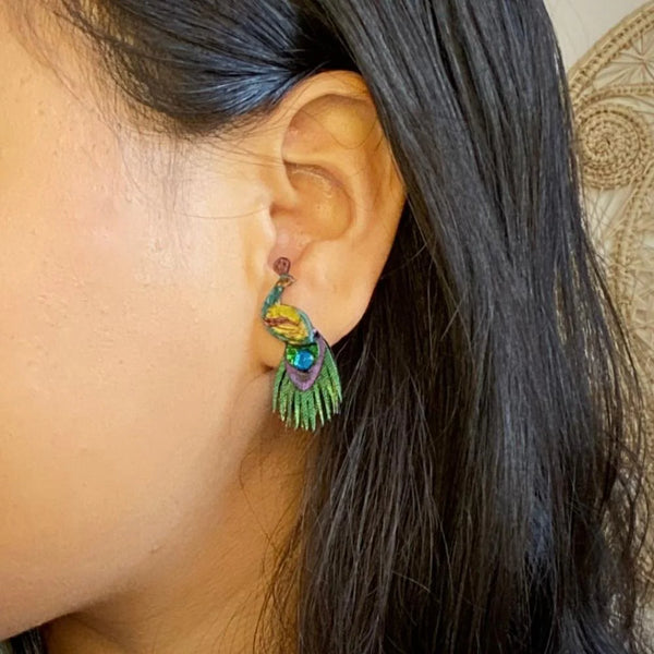 Small Peacock Earrings
