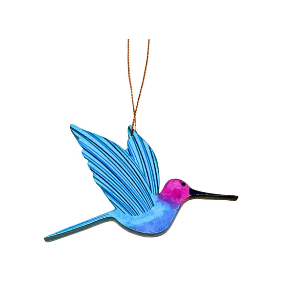 Pink Hummingbird Wood Ornament