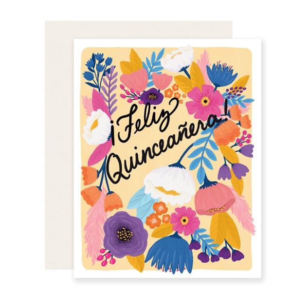 Quinceanera Floral Greeting Card