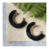 Raffie Noir Fringe Hoops