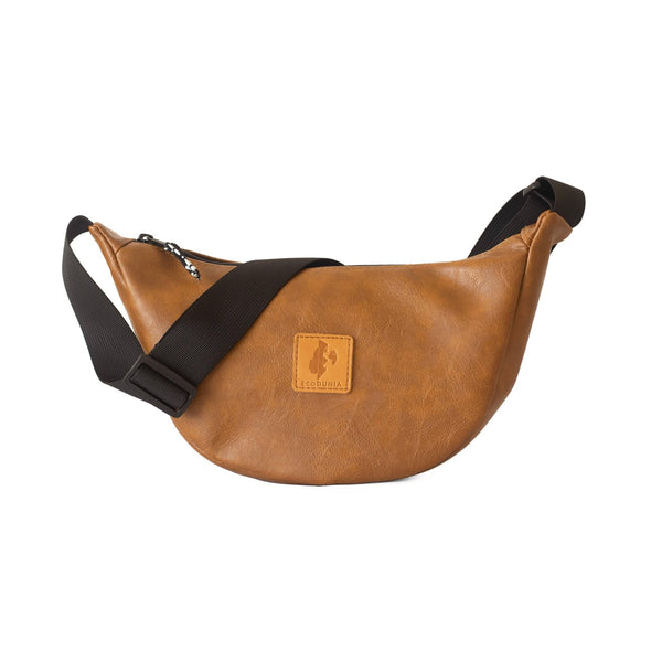 Round Mini Tan Vegan Leather Bag