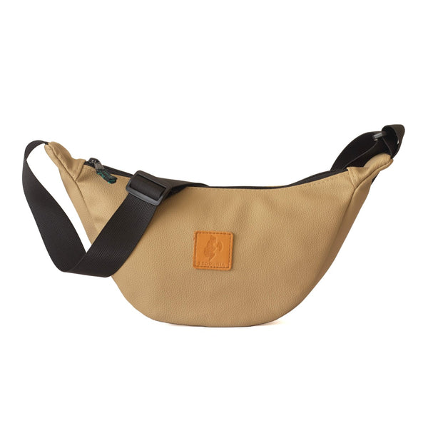 Round Mini Vegan Leather Bag in Latte