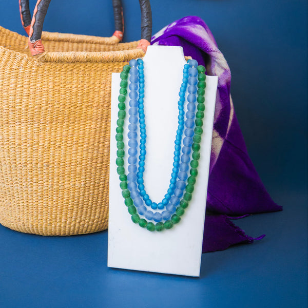 African Green Glass Bead Necklace