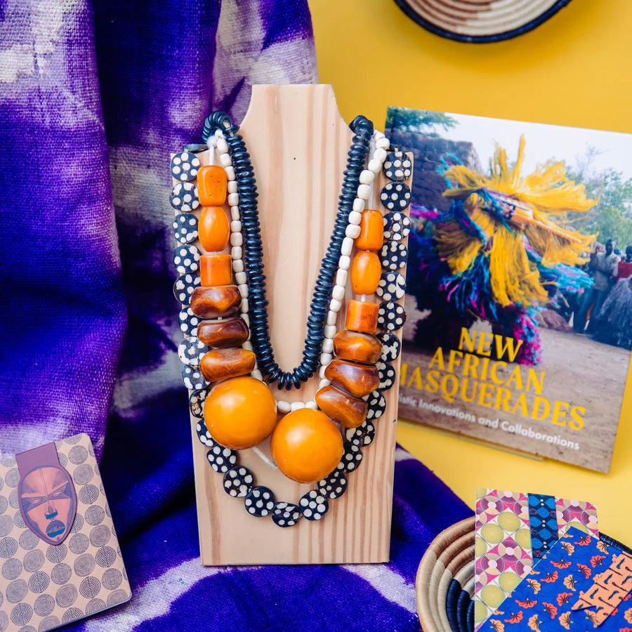 African Blue Glass Bead Necklace