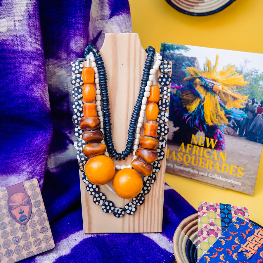 African Black Glass Bead Necklace