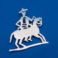 SAMA Sterling Silver Horse and Rider Pendant / Brooch
