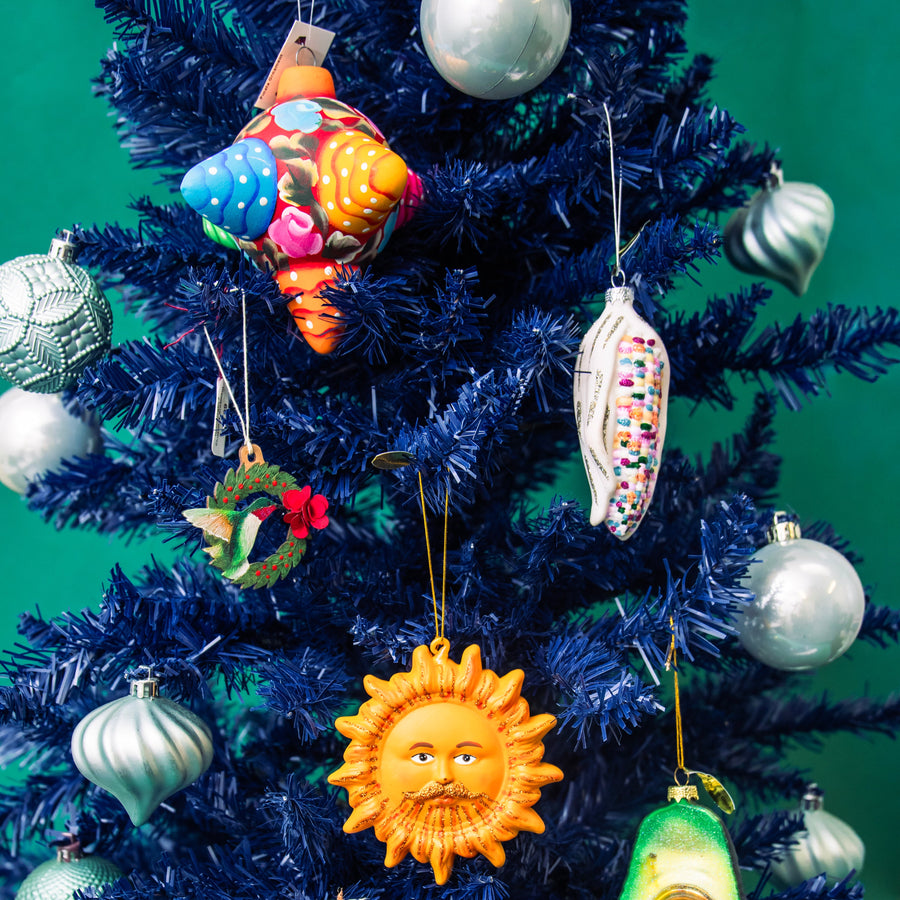 Embellished Glass Rainbow Corn Ornament