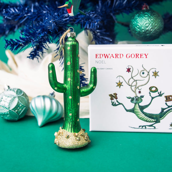 Large Embellished Glass Cactus Ornament