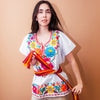 White Fiesta Flower Blouse with Red Embroidery