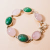 Rose Quartz & Green Onyx Sterling Silver Bracelet