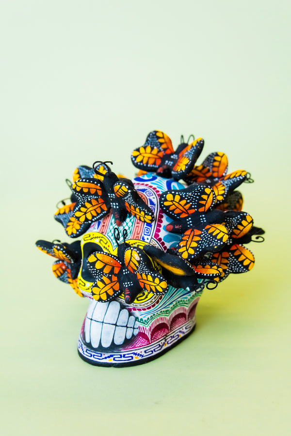 Ceramic Skull & Butterflies