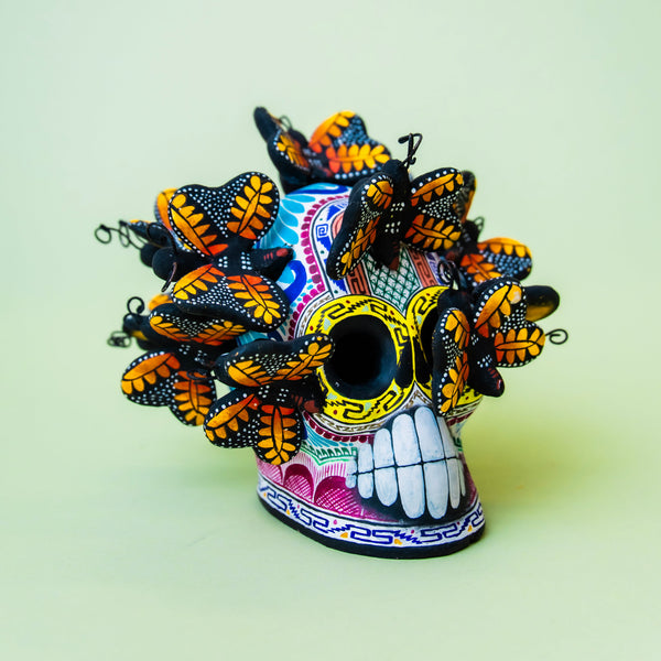 Ceramic Skull & Butterflies